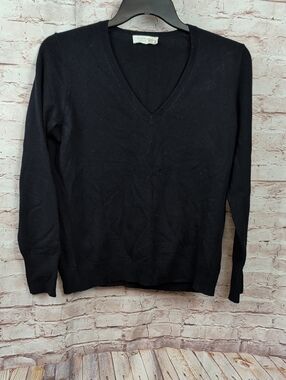 Everlane Men V-Neck Cashmere Sweater in Black